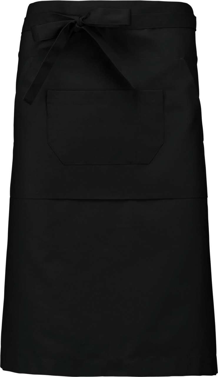 POLYCOTTON LONG APRON - Black - colorimageurl