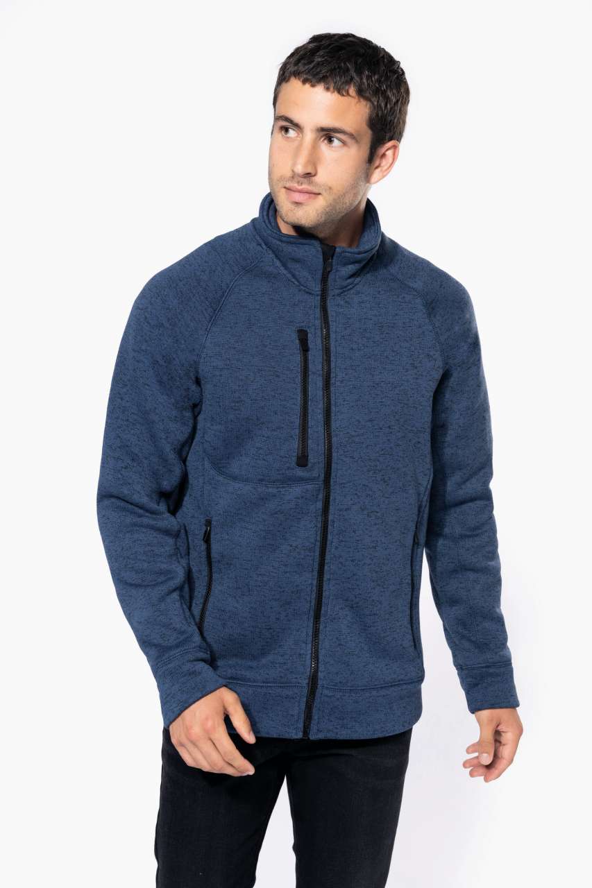 MEN'S FULL ZIP HEATHER JACKET - Dark Grey Melange - modelimageurl