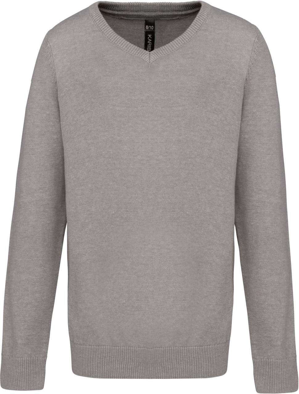 KIDS' V-NECK JUMPER - Grey Melange - colorimageurl