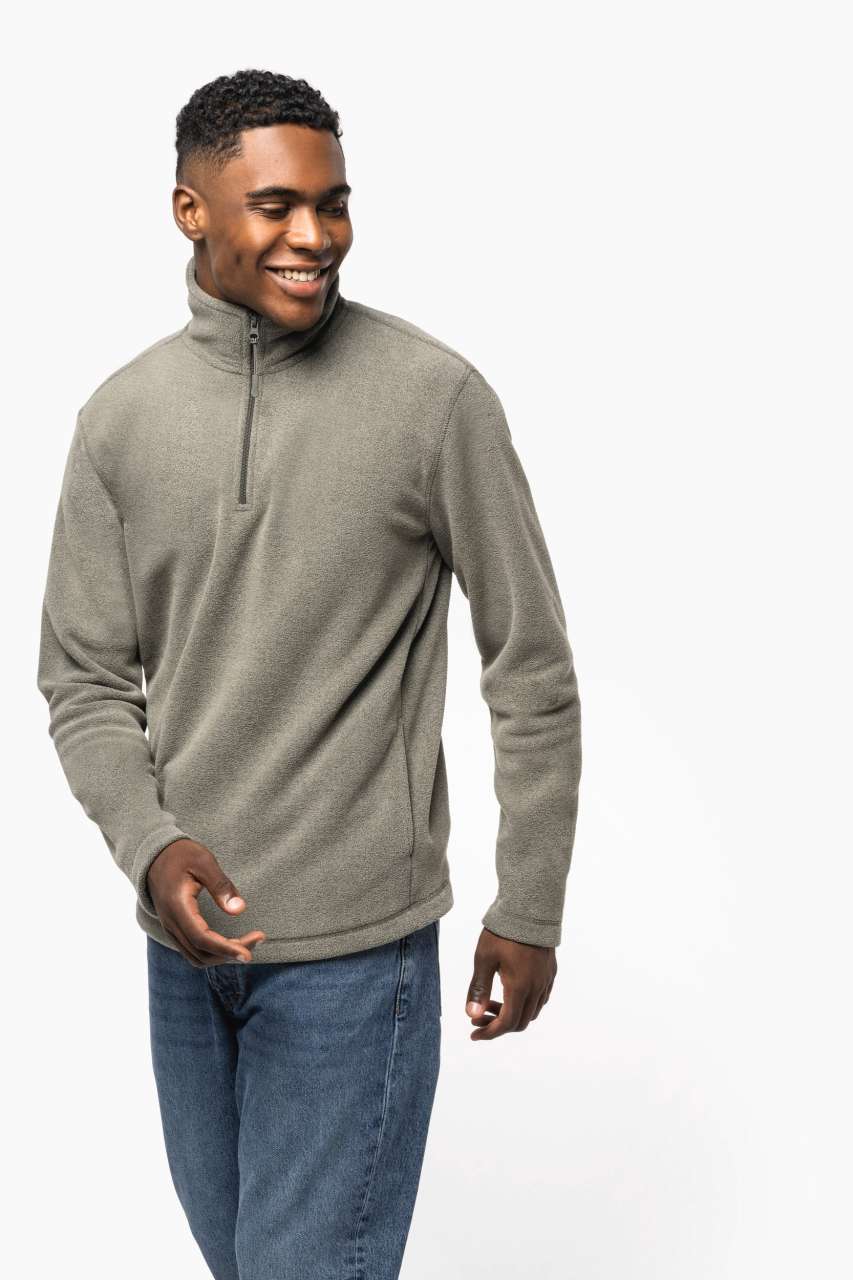 ENZO - ZIP NECK MICROFLEECE JACKET - Beige - Model