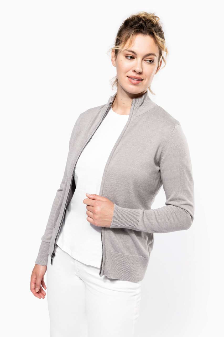 LADIES' FULL ZIP CARDIGAN - Black - Additional