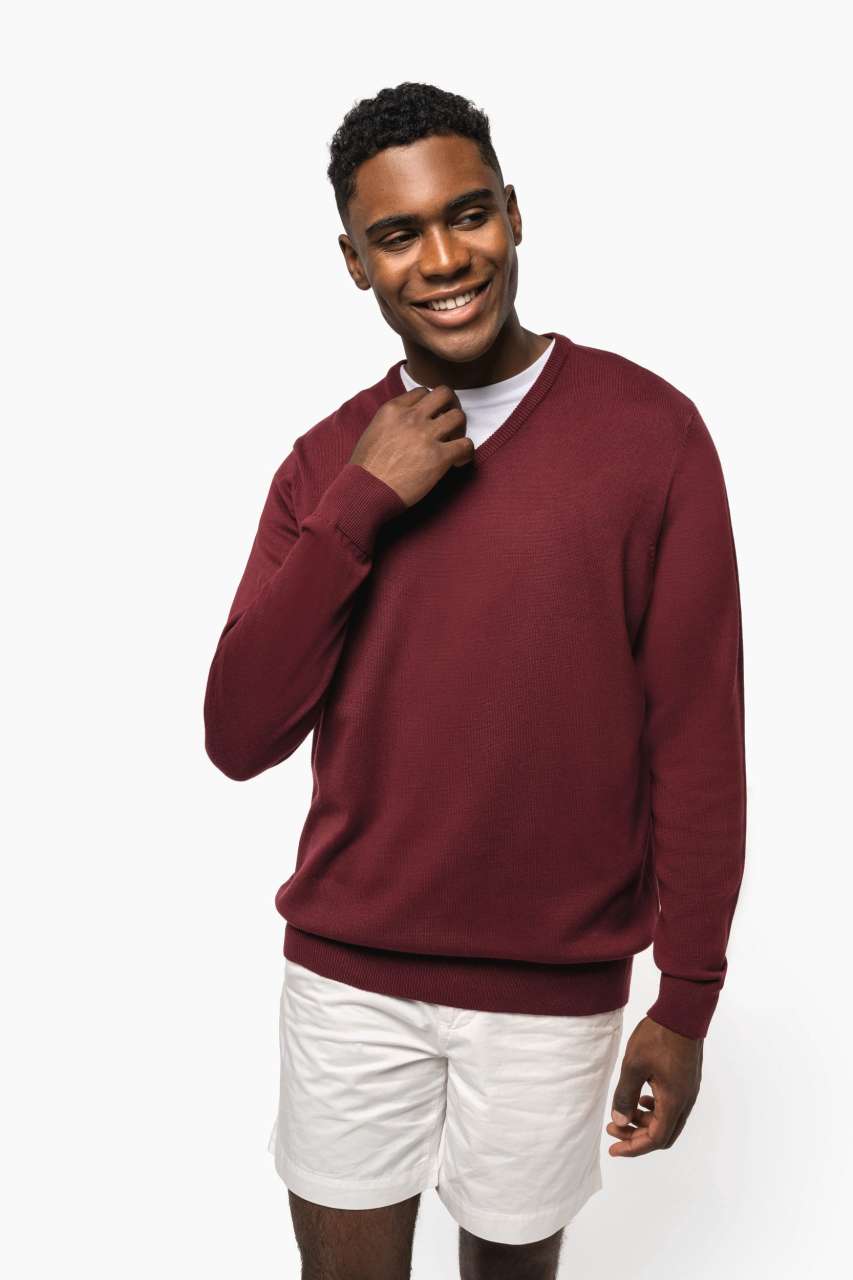 MEN’S V-NECK JUMPER - Black - Additional