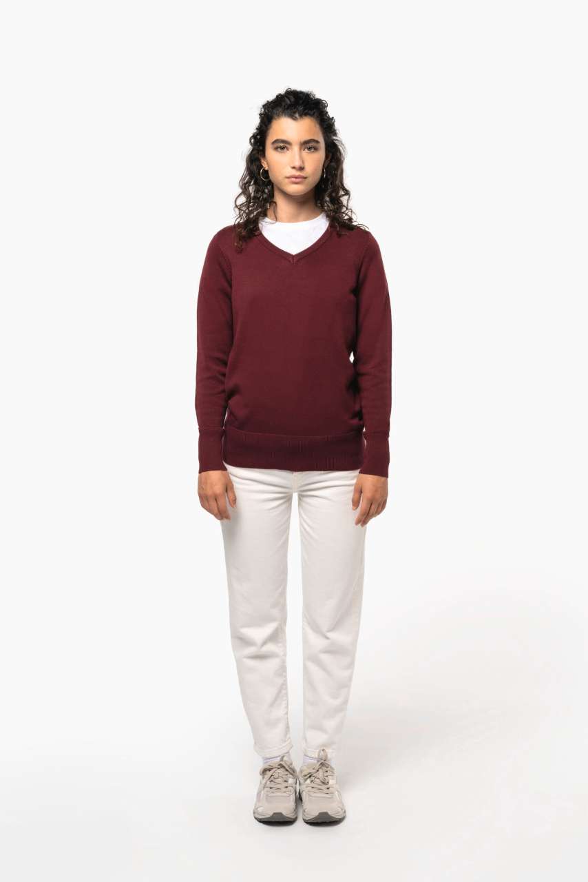 LADIES' V-NECK JUMPER - Black - Additional