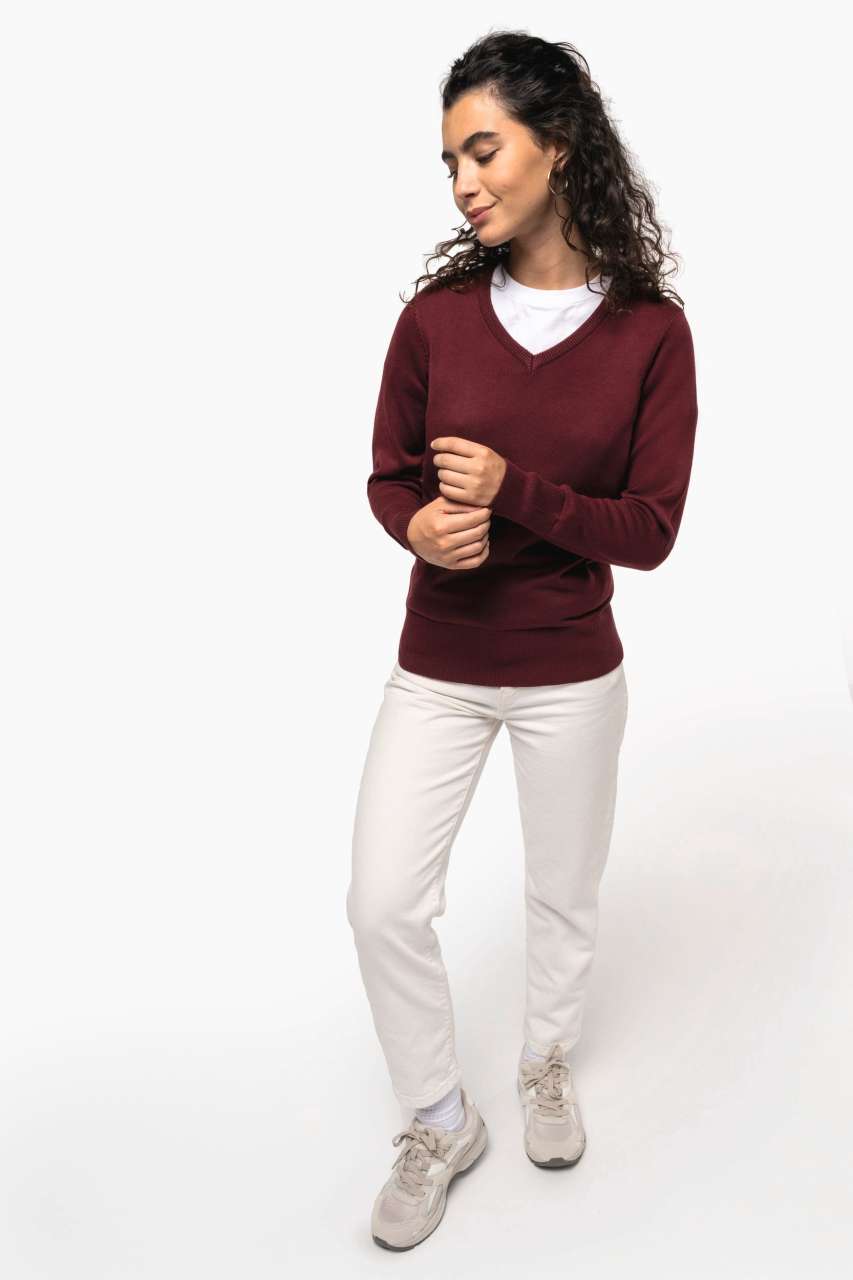 LADIES' V-NECK JUMPER - Black - Additional