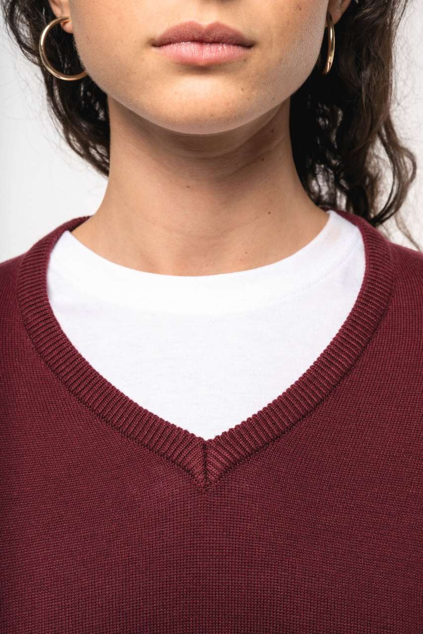 LADIES' V-NECK JUMPER - Black - Additional