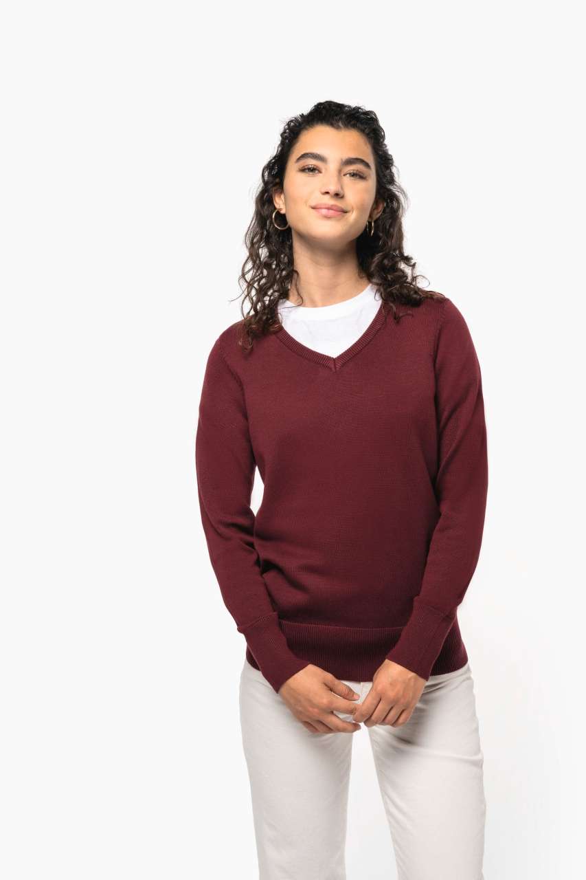 LADIES' V-NECK JUMPER - Black - Model