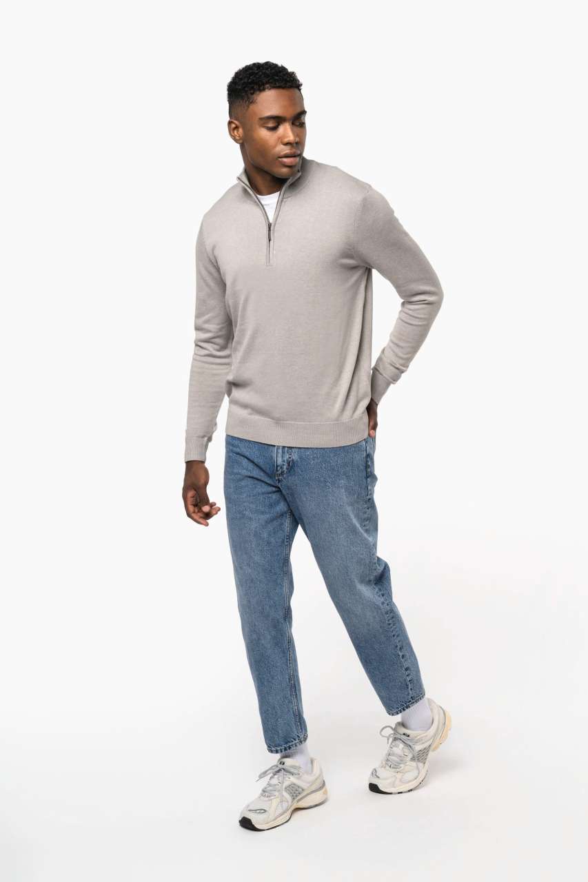 MEN'S ZIP NECK JUMPER - Black - Additional
