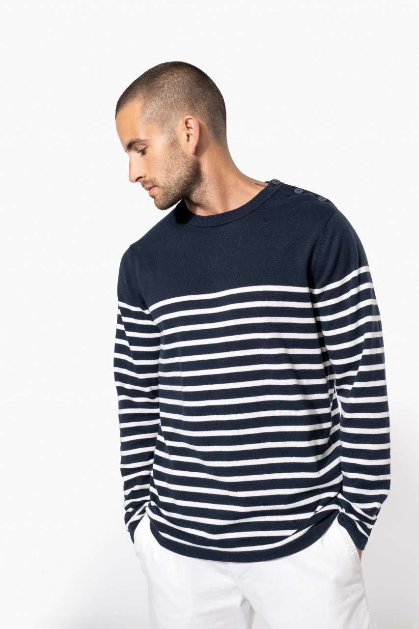 MEN'S SAILOR JUMPER - Striped Navy/Off White - modelimageurl