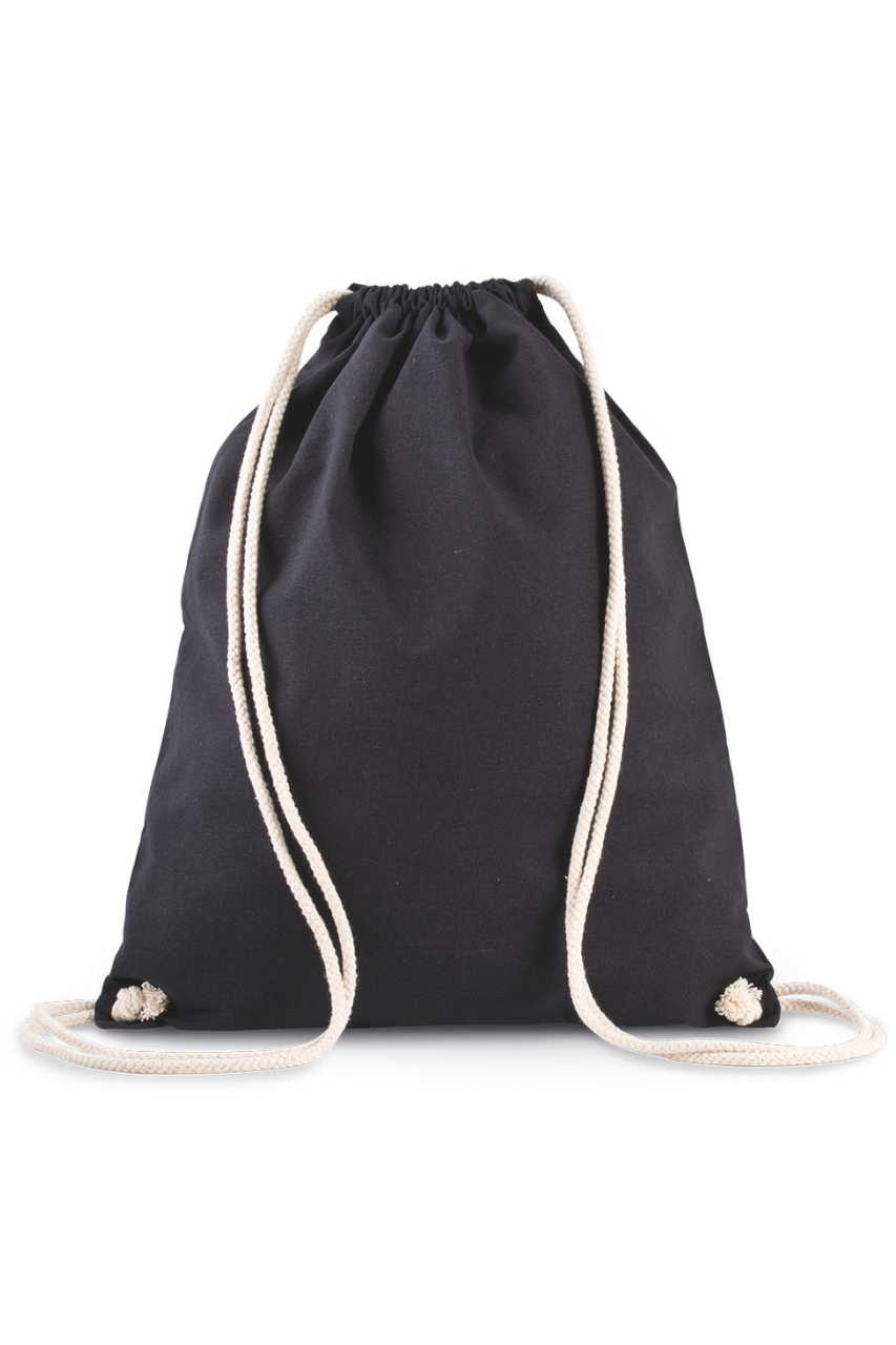 ORGANIC COTTON BACKPACK WITH DRAWSTRING CARRY HANDLES - Black - Model