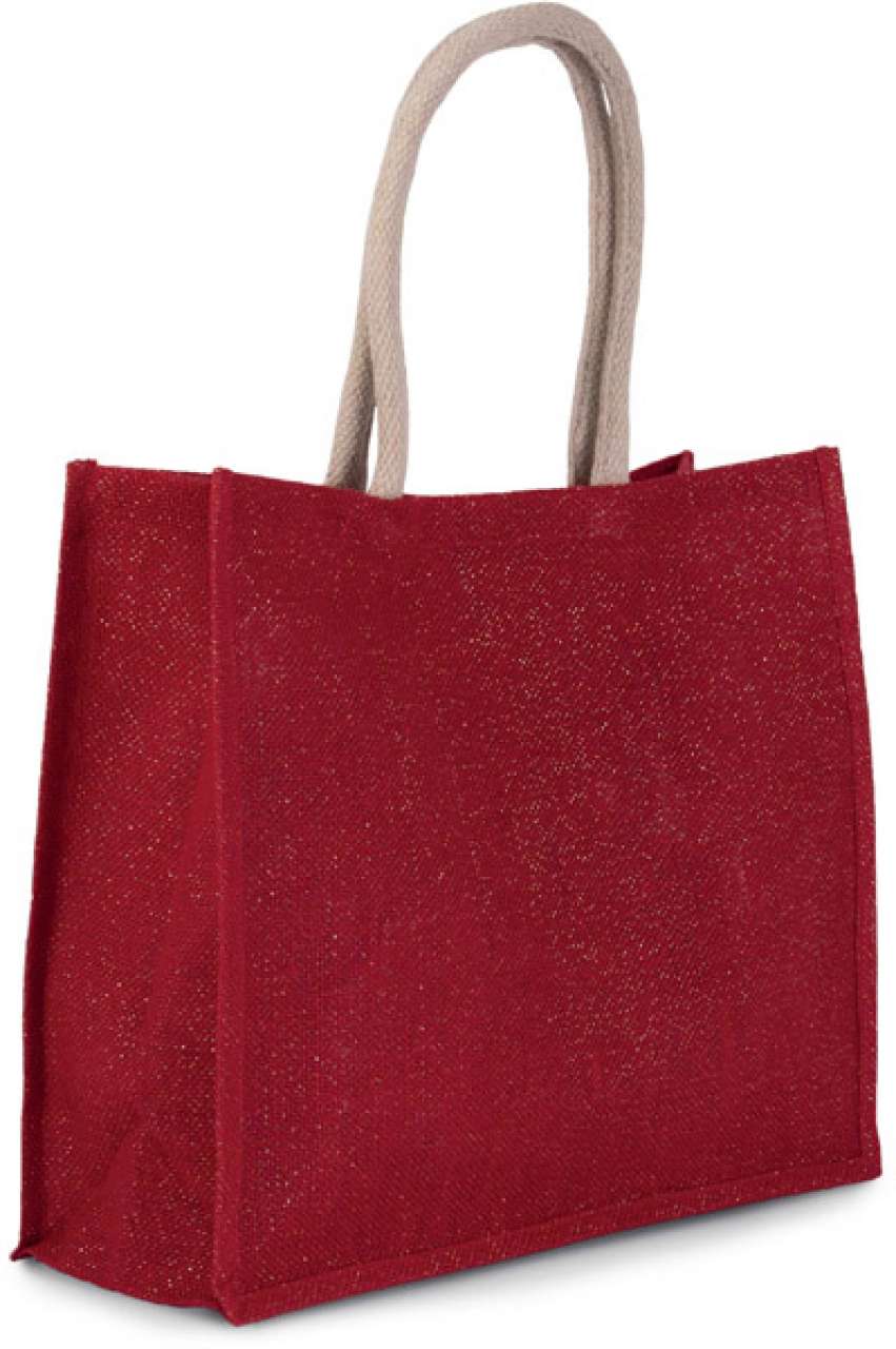 JUTE BEACH BAG - Cherry Red/Gold - Main
