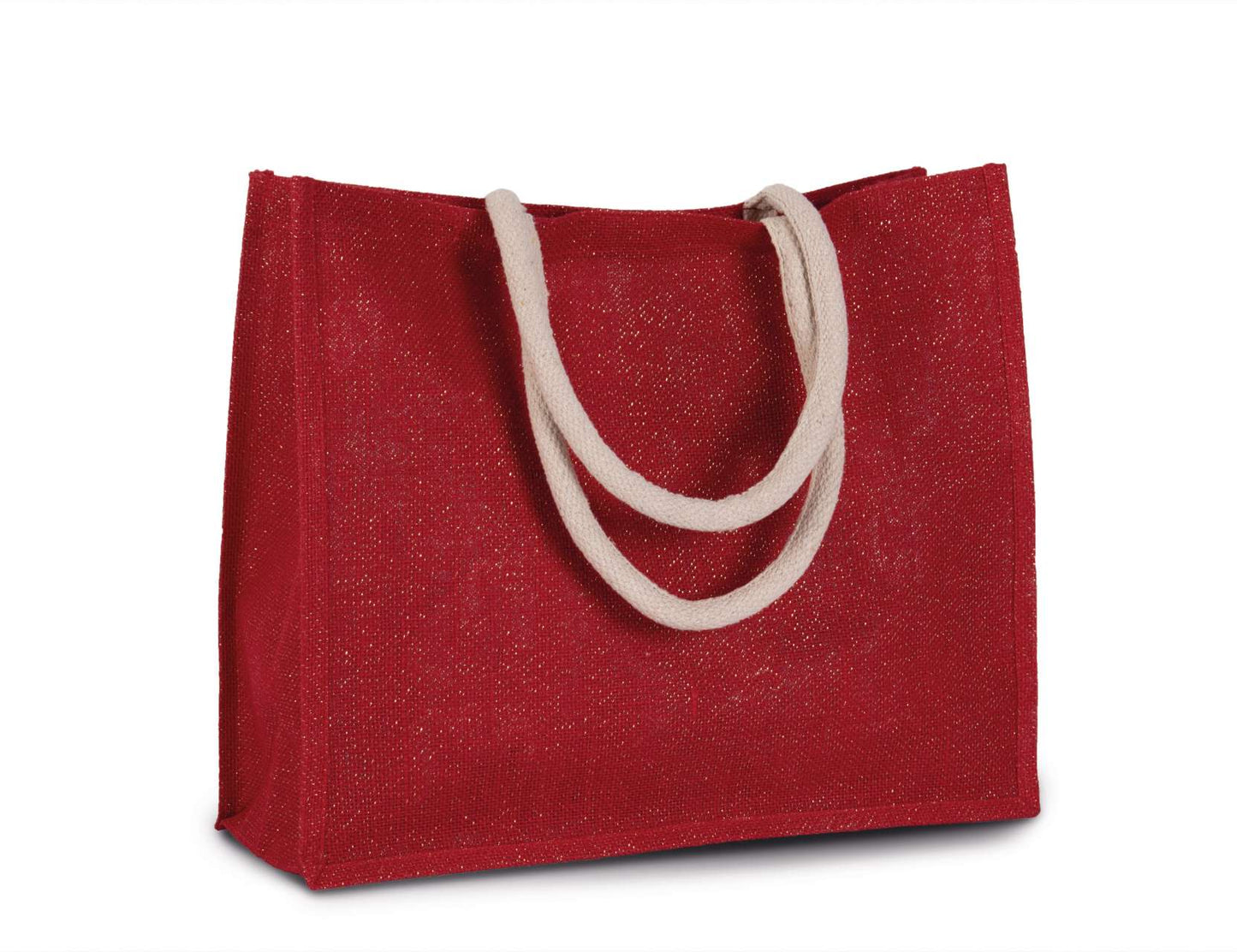JUTE BEACH BAG - Cherry Red/Gold - Additional