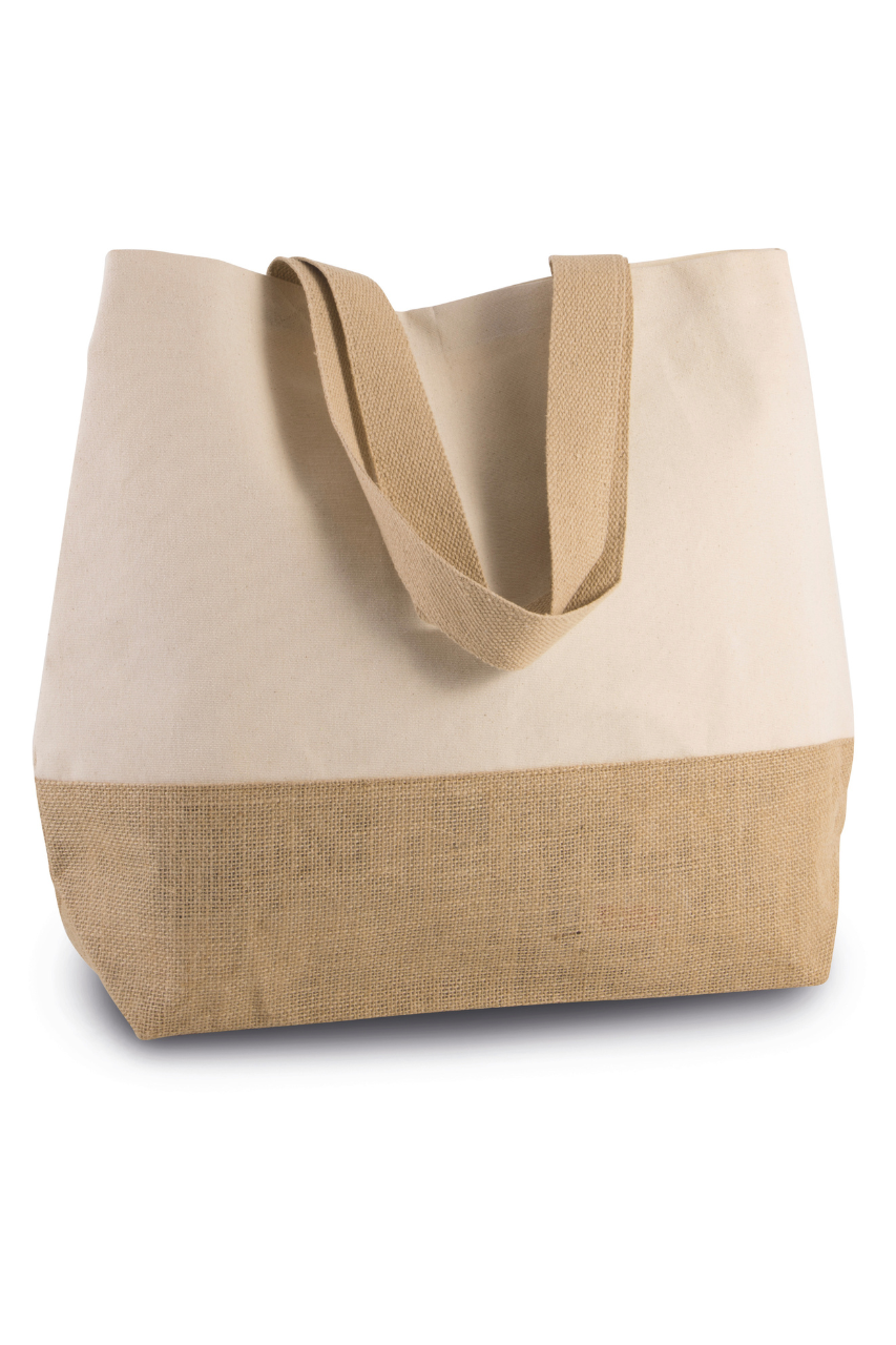CANVAS & JUTE HOLD-ALL SHOPPER BAG - Cumin Yellow/Natural - modelimageurl