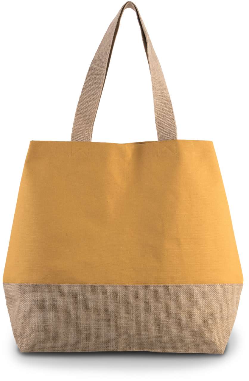 CANVAS & JUTE HOLD-ALL SHOPPER BAG - Cumin Yellow/Natural - colorimageurl