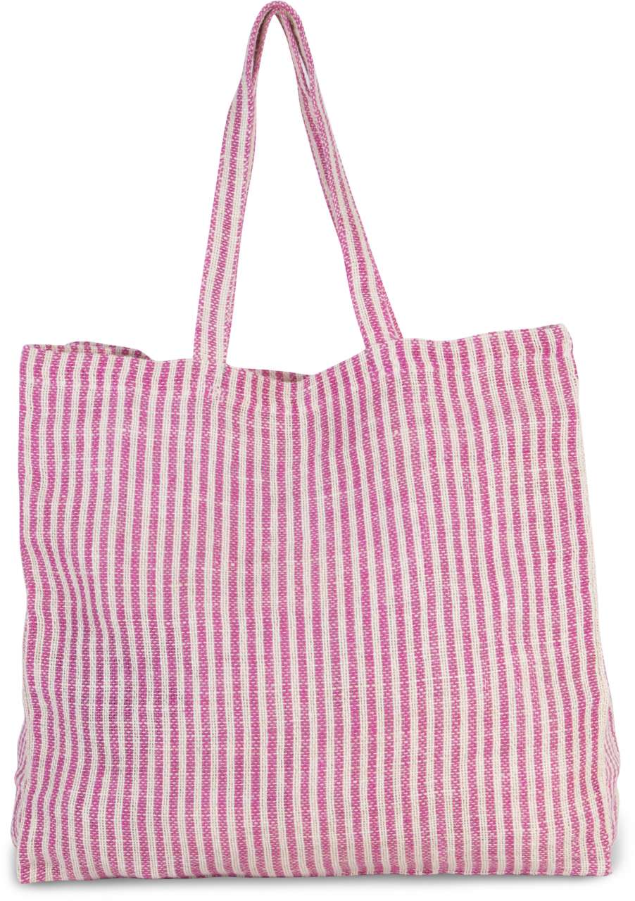 JUCO STRIPED SHOPPER BAG - Magenta/Natural - colorimageurl