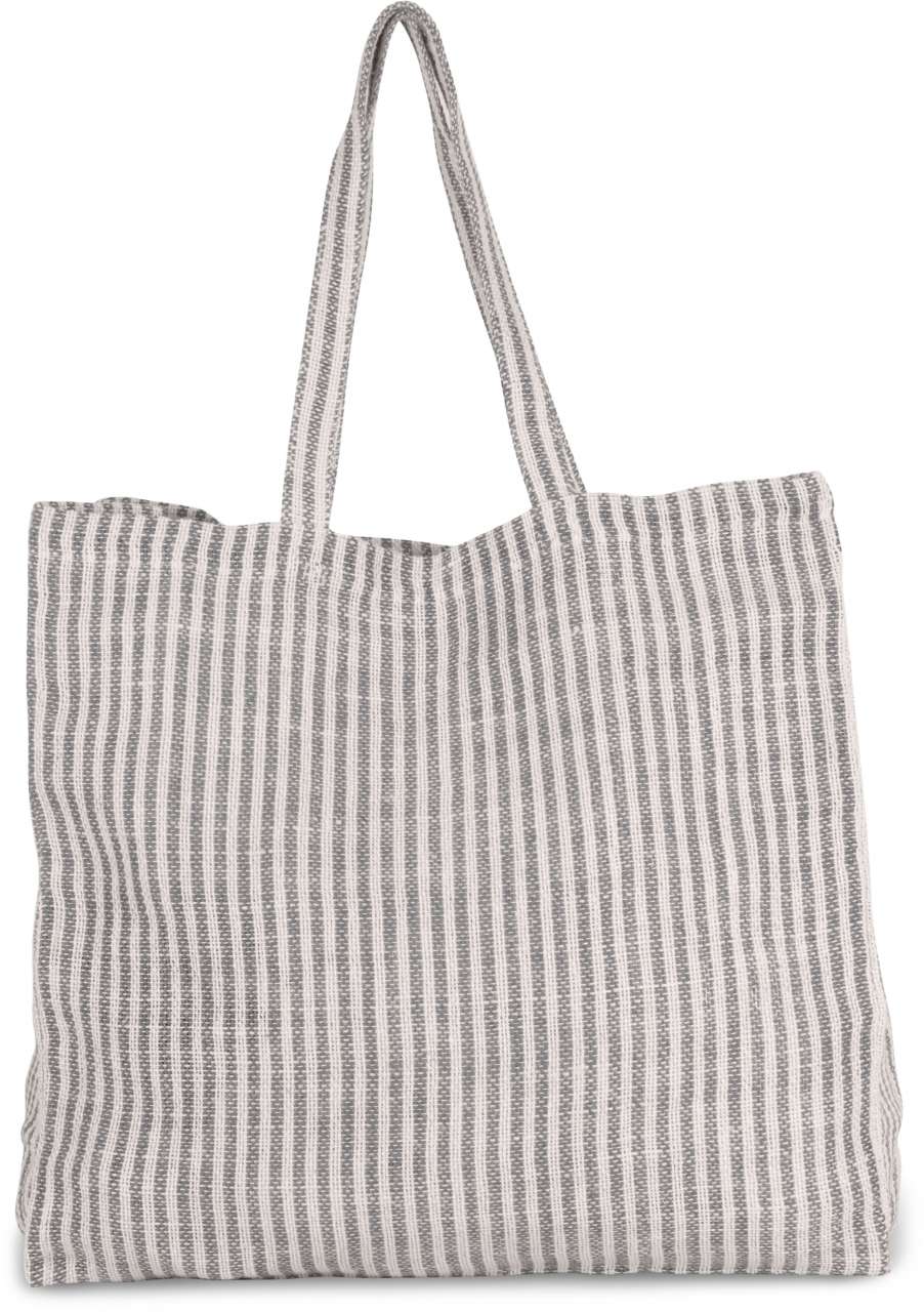 JUCO STRIPED SHOPPER BAG - Steel Grey/Natural - colorimageurl