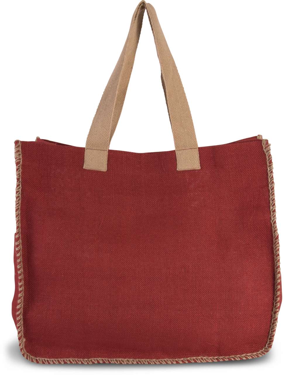 JUTE BAG WITH CONTRAST STITCHING - Arandano Red/Natural - Main