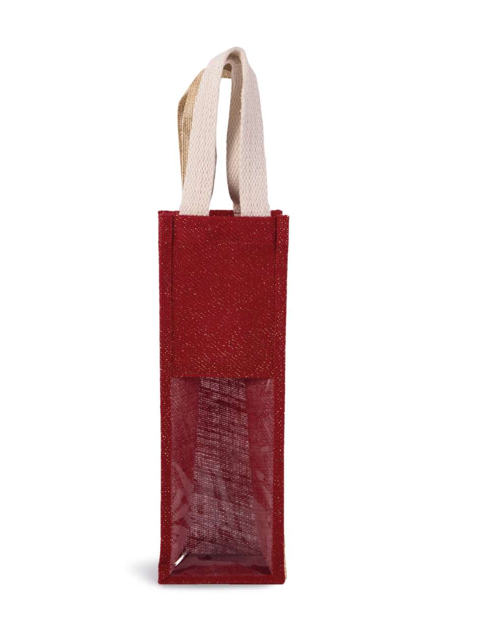 JUTE BOTTLE BAG - Cherry Red/Gold - Additional