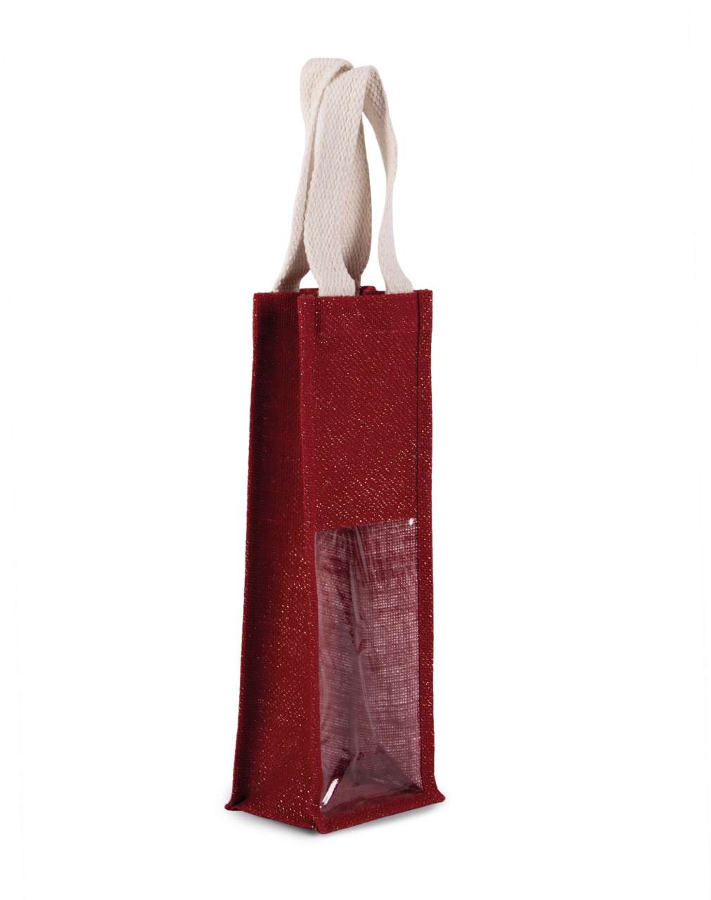 JUTE BOTTLE BAG - Cherry Red/Gold - Additional