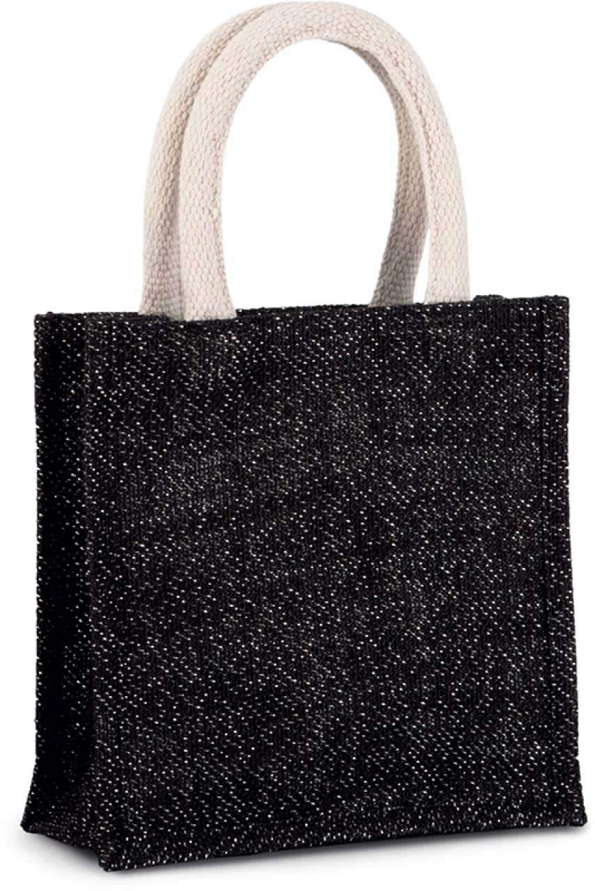 JUTE CANVAS TOTE - SMALL - Black/Silver - Main