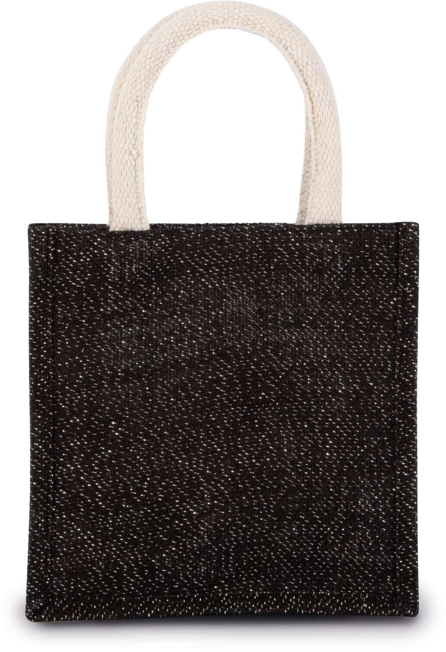 JUTE CANVAS TOTE - SMALL - Black/Silver - Additional