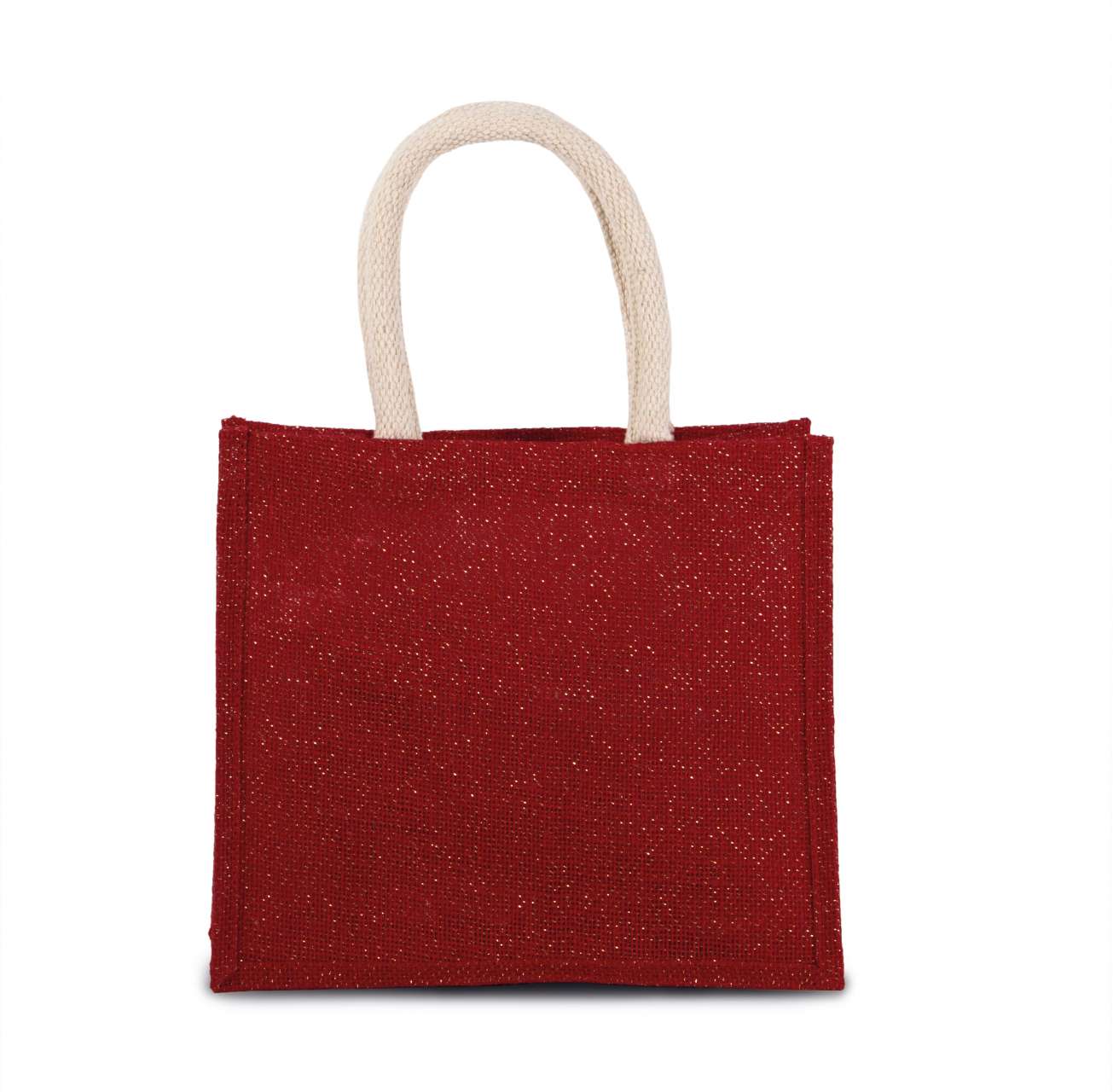 JUTE CANVAS TOTE - MEDIUM - Cherry Red/Gold - Additional