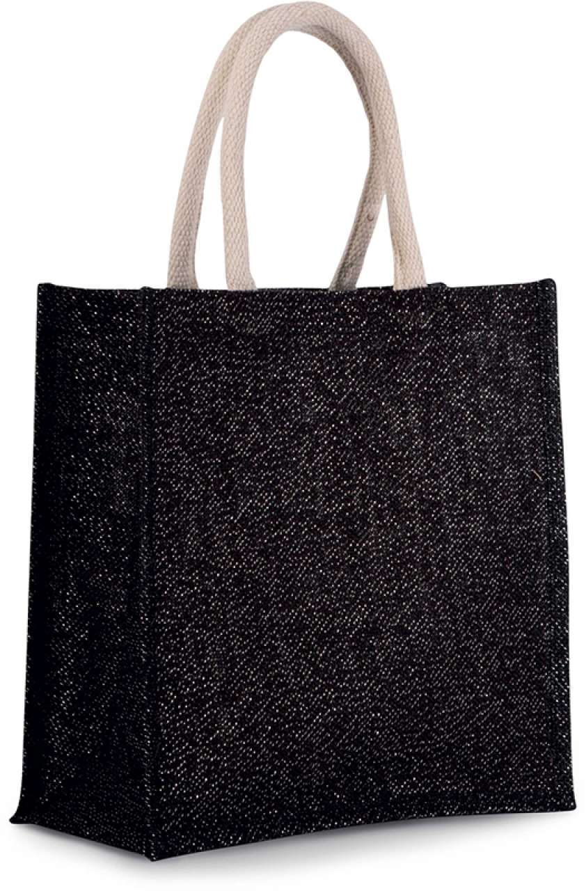 JUTE CANVAS TOTE - LARGE - Black/Silver - Main