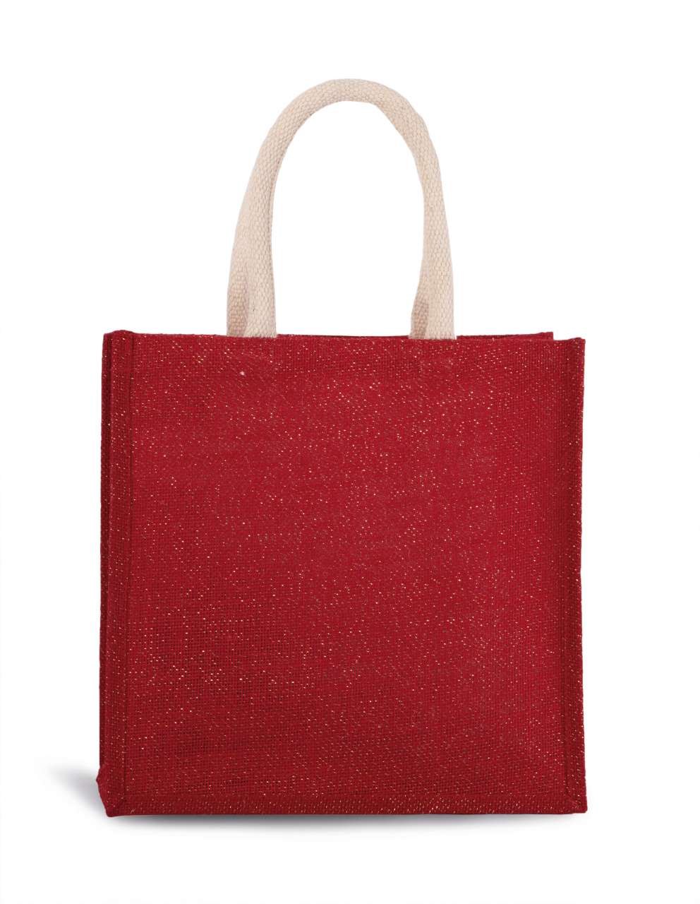 JUTE CANVAS TOTE - LARGE - Cherry Red/Gold - Additional