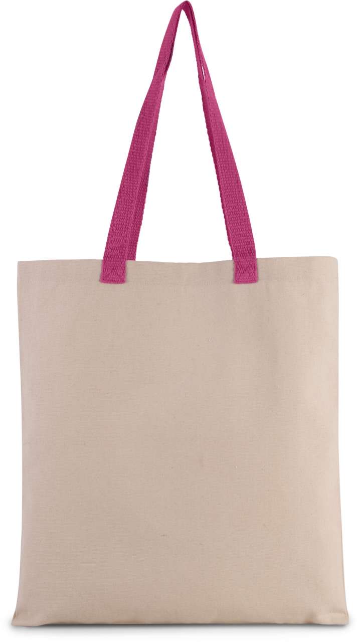 FLAT CANVAS SHOPPER WITH CONTRAST HANDLE - Natural/Magenta - Main