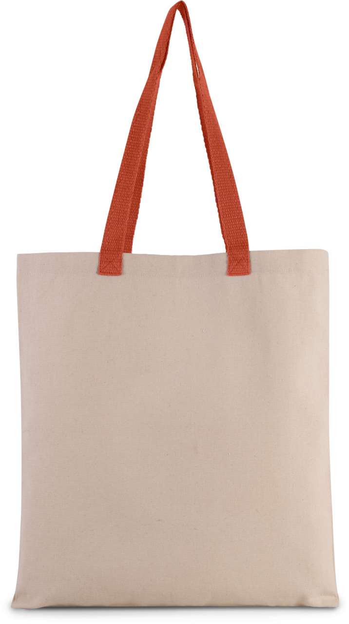 FLAT CANVAS SHOPPER WITH CONTRAST HANDLE - Natural/Spicy Orange - Main