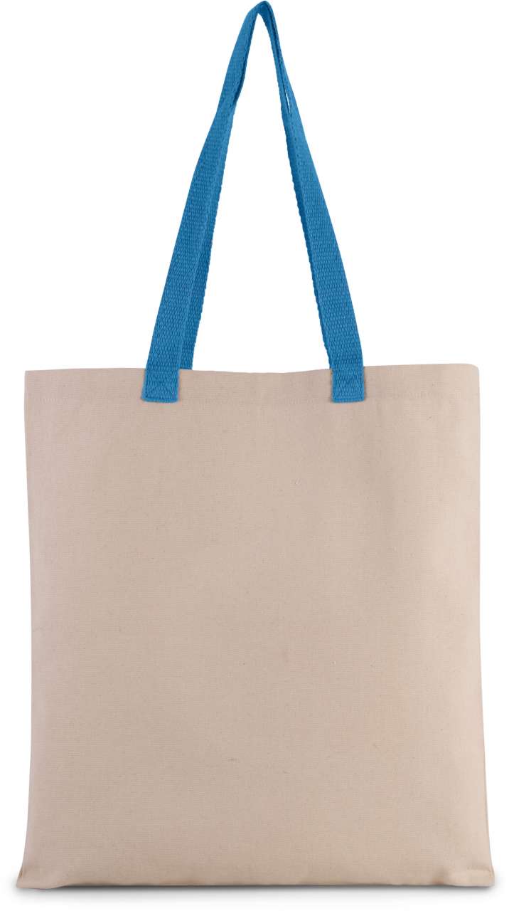FLAT CANVAS SHOPPER WITH CONTRAST HANDLE - Natural/Surf Blue - Main
