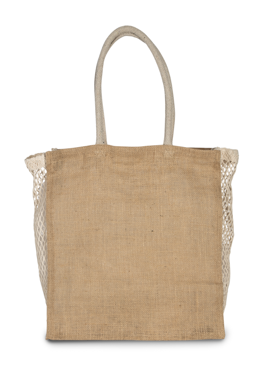 SHOPPING BAG WITH MESH GUSSET - Natural/Natural - colorimageurl