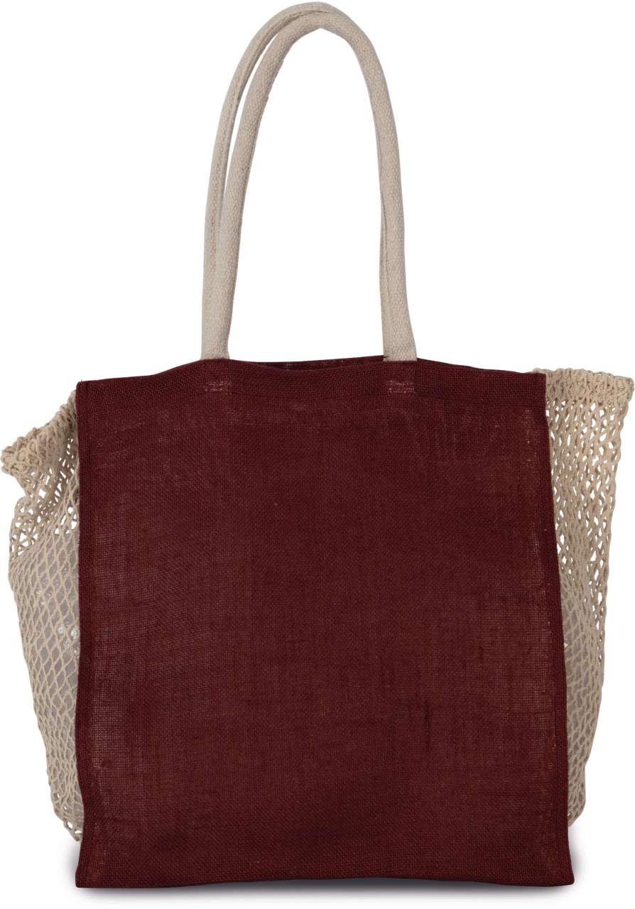 SHOPPING BAG WITH MESH GUSSET - Syrah Wine/Natural - colorimageurl