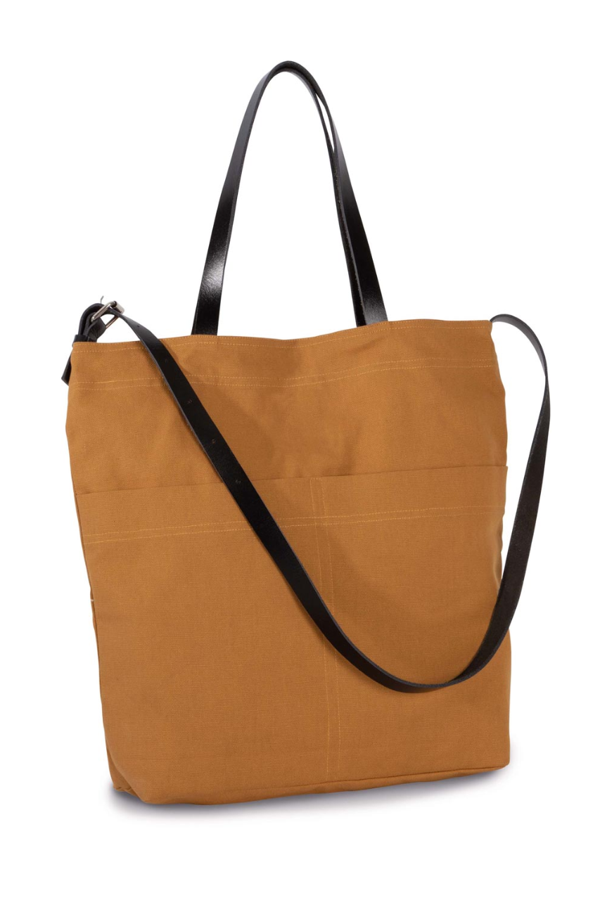 HANDBAG WITH LEATHER SHOULDER STRAP - Cumin Yellow - modelimageurl