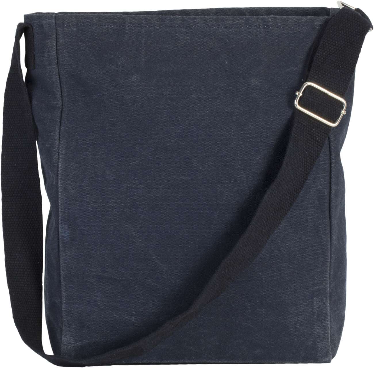 COTTON CANVAS SHOULDER BAG - Washed Blue Titanium - Main