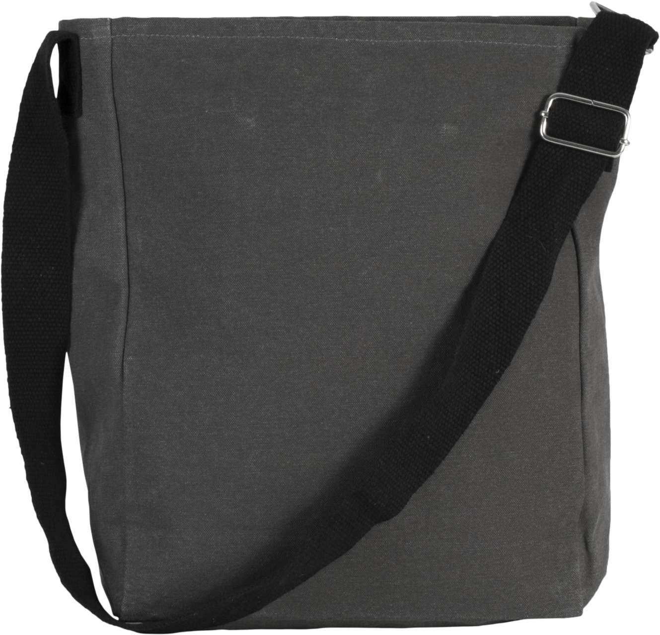 COTTON CANVAS SHOULDER BAG - Washed Dark Grey - Main