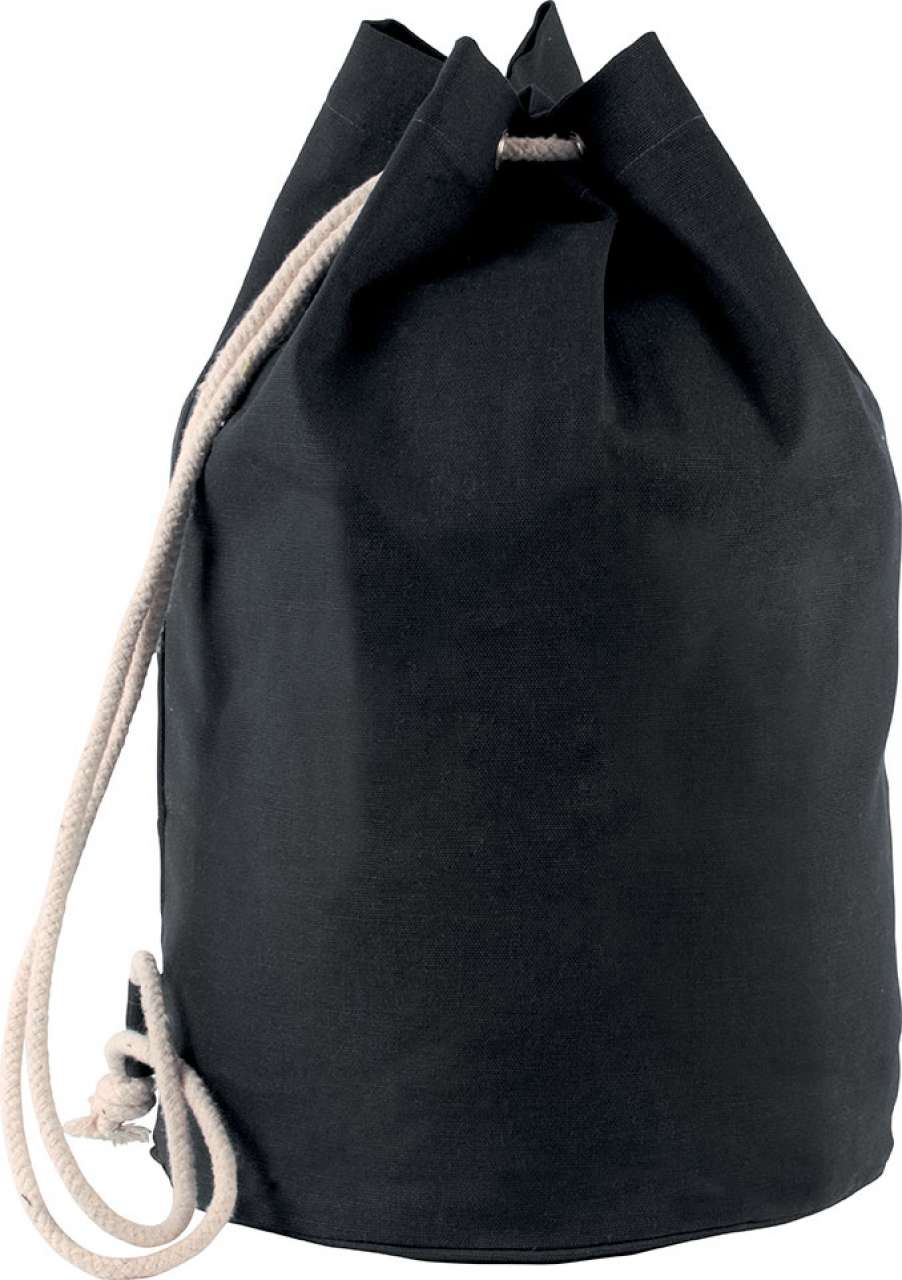 COTTON SAILOR-STYLE BAG WITH DRAWSTRING - Black - Main