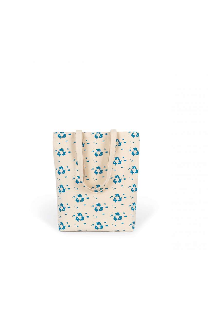 PATTERNED SHOPPING BAG - Natural/Sea Blue - Main