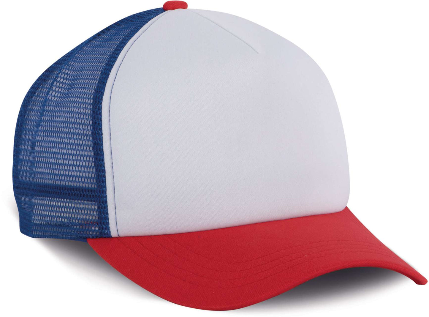 TRUCKER MESH CAP - 5 PANELS - White/French Red/Reflex Blue - Additional