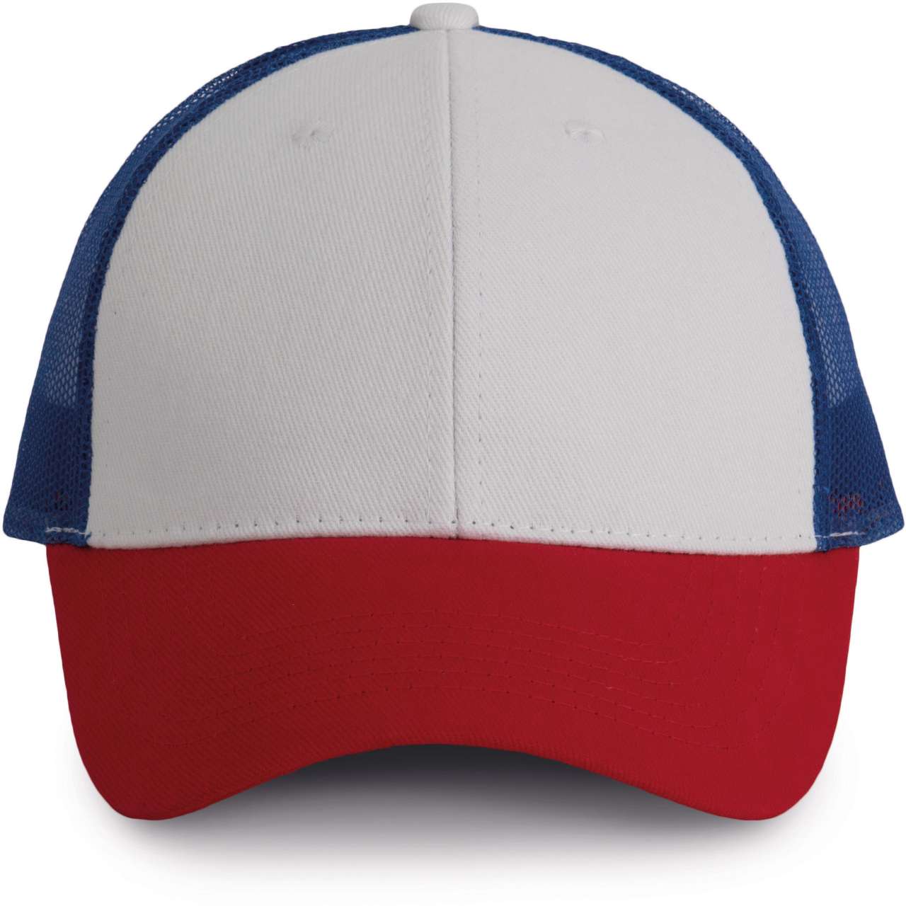 TRUCKER CAP - 6 PANELS - White/Red/Royal Blue - colorimageurl