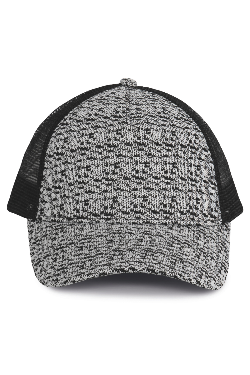 TRUCKER CAP - 5 PANELS - White&Black Heather/Black - Model