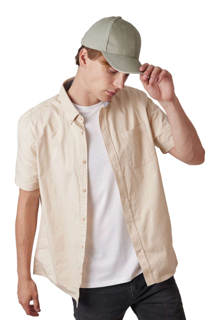 CAP IN ORGANIC COTTON WITH CONTRASTING SANDWICH PEAK - 6 PANELS - Iron Grey/Pineapple - modelimageurl
