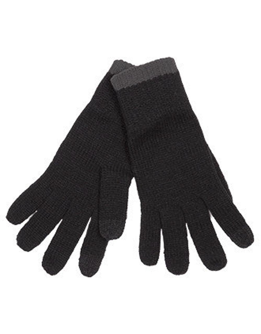 TOUCH SCREEN KNITTED GLOVES - Black/Dark Grey - Main