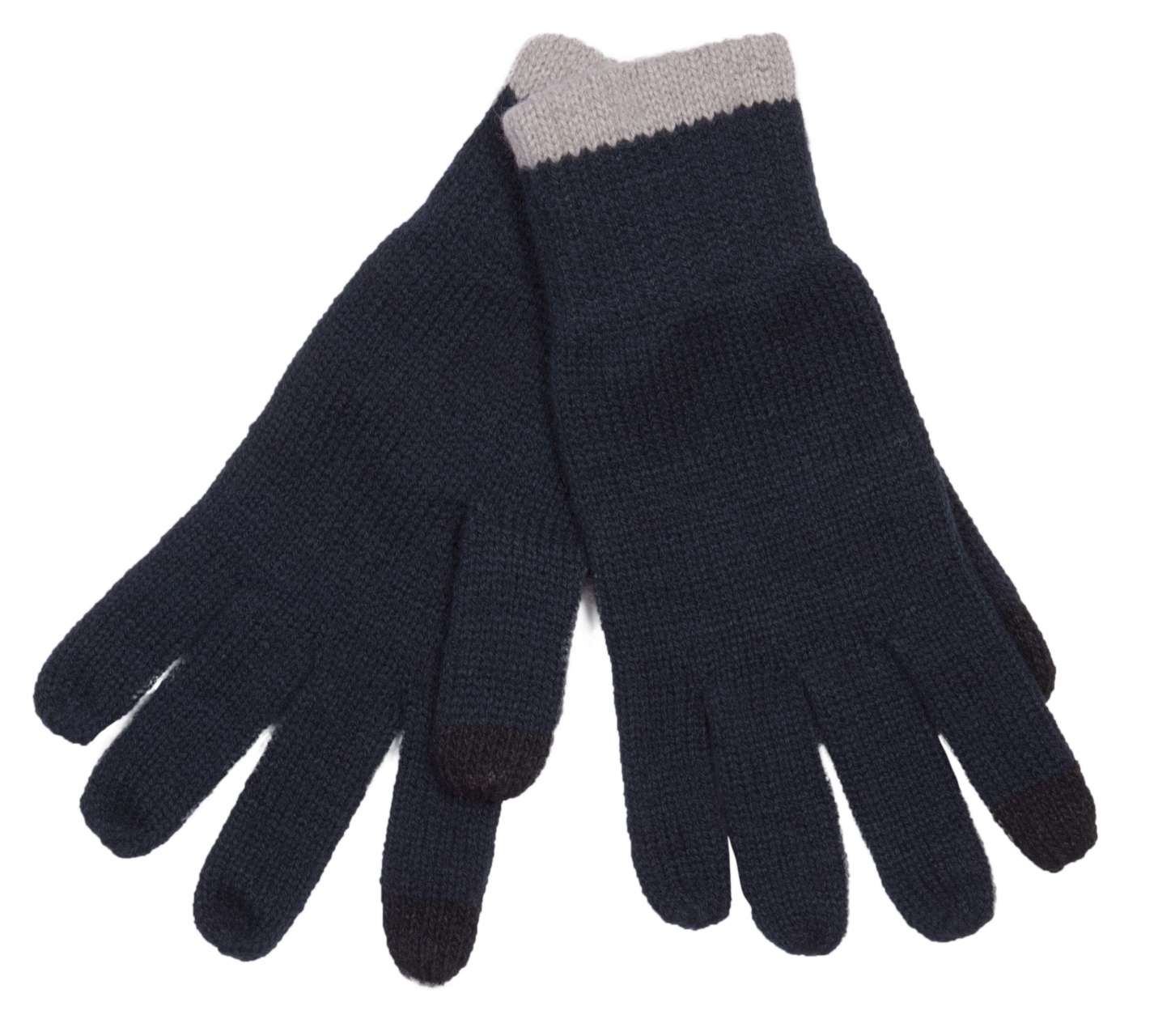 TOUCH SCREEN KNITTED GLOVES - Navy/Light Grey - Main
