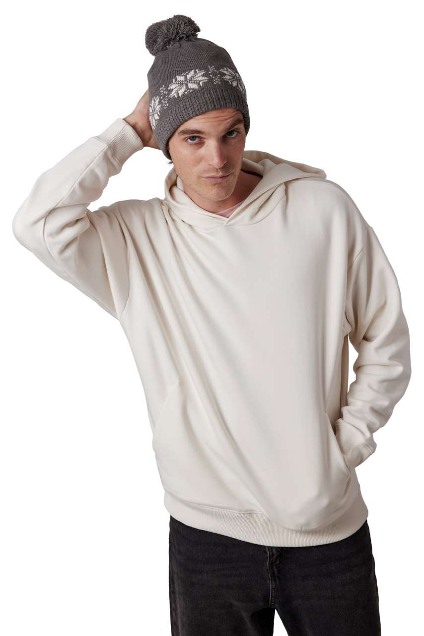 FAIR ISLE KNIT BEANIE - Steel Grey - modelimageurl