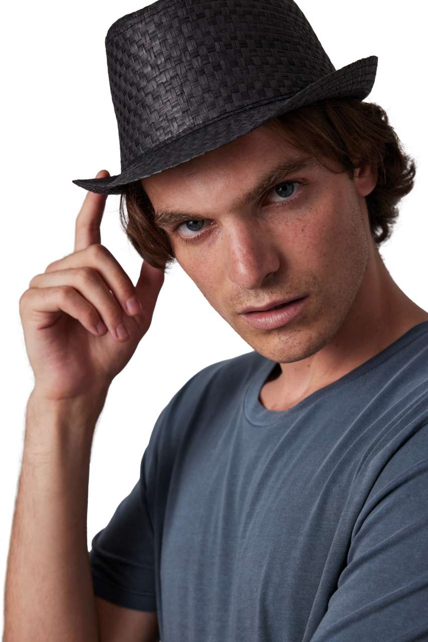 RETRO PANAMA - STYLE STRAW HAT - Black - Model