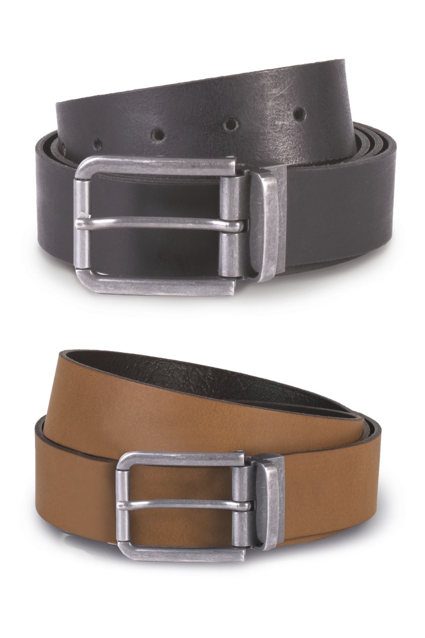 RAW EDGE LEATHER BELT - 35MM - Cognac - Model
