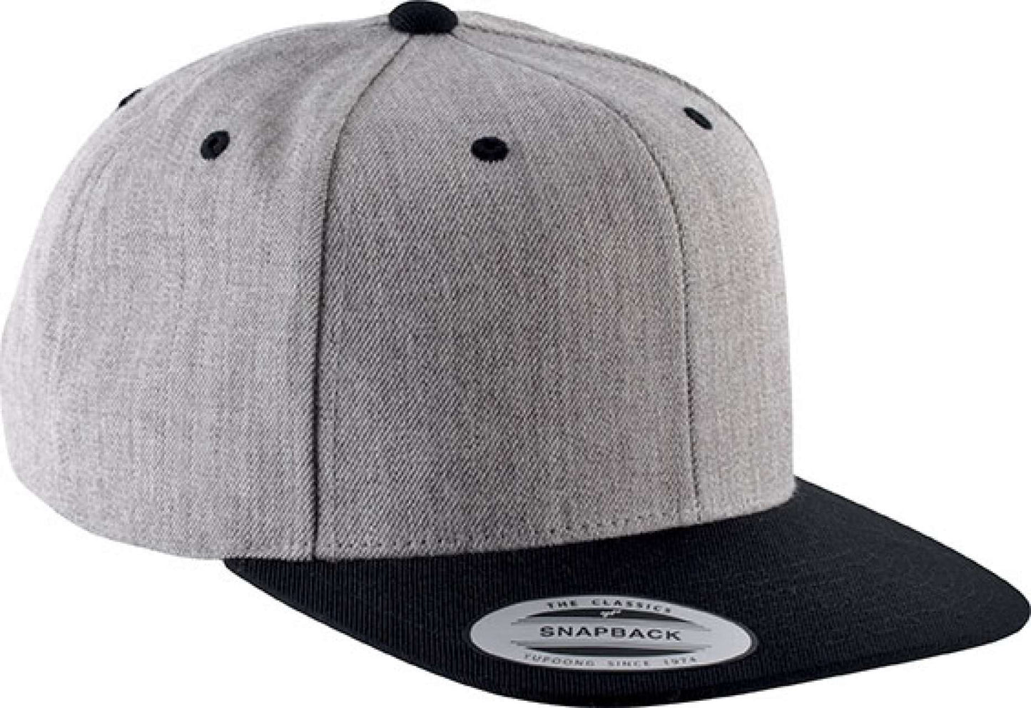 FLAT PEAK CAP - 6 PANELS - Heather Grey/Black - Main