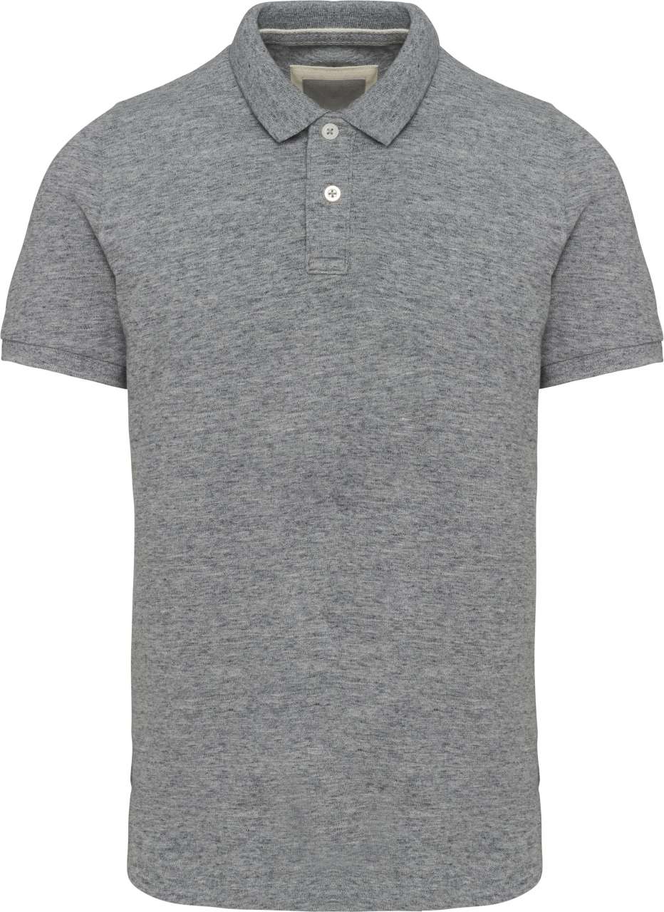 MEN'S VINTAGE SHORT SLEEVE POLO SHIRT - Slub Grey Heather - colorimageurl