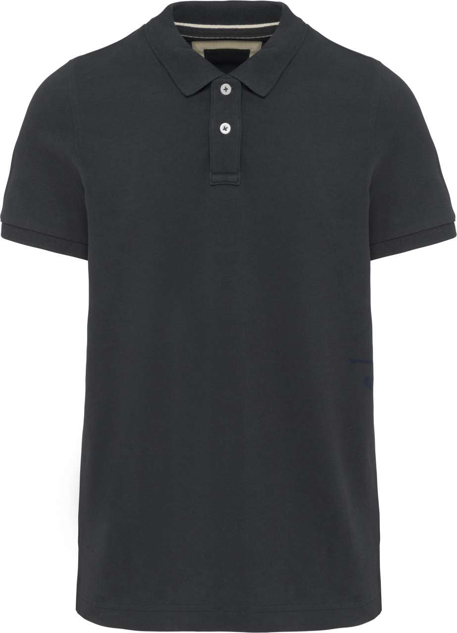 MEN'S VINTAGE SHORT SLEEVE POLO SHIRT - Vintage Charcoal - colorimageurl