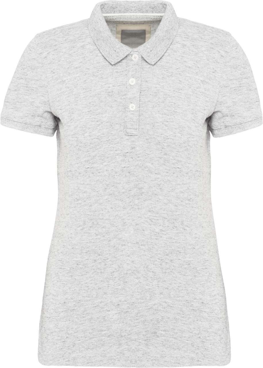 LADIES' VINTAGE SHORT SLEEVE POLO SHIRT - Ash Heather - colorimageurl